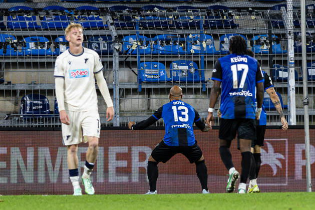 Germany: SV Waldhof Mannheim vs. TSG Hoffenheim II, 3. Liga, 2026–27 season, Carl Benz Stadium, Mannheim: Terrence Boyd of SV Waldhof Mannheim (No. 13) celebrates after scoring the 2–1 goal in front of empty stands in the home section at the Carl Benz Stadium in Mannheim, Baden-Württemberg, Germany Copyright: xBenedictxChristx