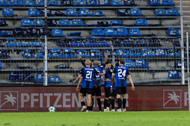 Germany: SV Waldhof Mannheim vs. TSG Hoffenheim II, 3. Liga, 2026–27 season, Carl Benz Stadium, Mannheim: Terrence Boyd of SV Waldhof Mannheim (No. 13) celebrates after scoring the 2–1 goal in front of empty stands in the home section at the Carl Benz Stadium in Mannheim, Baden-Württemberg, Germany Copyright: xBenedictxChristx