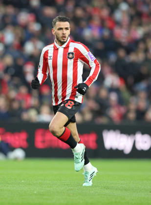 Sunderland, England, 25th October 2026. Enzo Le Fee of Sunderland during the Sunderland vs Leeds United Premier League match at the Stadium of Light, Sunderland. Picture credit should read: Nigel Roddis Sportimage EDITORIAL USE ONLY. No use with unauthorised audio, video, data, fixture lists, club league logos or live services. Online in-match use limited to 120 images, no video emulation. No use in betting, games or single club league player publications. SPI_098_NR_SUND_LEED SPI-5102-0098