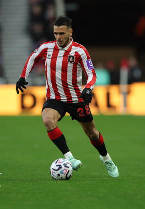 Sunderland, England, 25th October 2026. Enzo Le Fee of Sunderland during the Sunderland vs Leeds United Premier League match at the Stadium of Light, Sunderland. Picture credit should read: Nigel Roddis Sportimage EDITORIAL USE ONLY. No use with unauthorised audio, video, data, fixture lists, club league logos or live services. Online in-match use limited to 120 images, no video emulation. No use in betting, games or single club league player publications. SPI_100_NR_SUND_LEED SPI-5102-0100