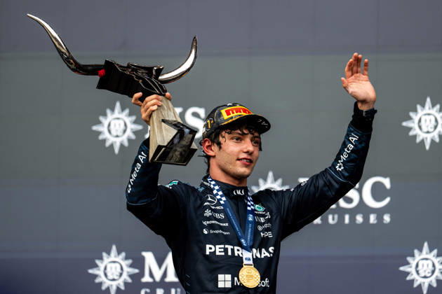 F1 - UNITED STATES GRAND PRIX 2026 KIMI ANTONELLI Andrea (ita), Mercedes AMG F1 Team W16, portrait podium during the 2026 Formula 1 United States Grand Prix, 18th round of the 2026 Formula One World Championship, WM, Weltmeisterschaft from October 23 to 25, 2026 on the Circuit of the America, in Austin, Texas, United States of America - AustinUnited States  Copyright: xALBERTOxVIMERCATIx