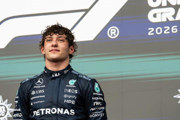 October 25, 2026: Kimi Antonelli (12) with Mercedes-AMG Petronas F1 Team, celebrates first place championship race win at the Formula 1 MSC Cruises United States Grand Prix, Circuit of the Americas. Austin, Texas. CSM Formula One 2026: Formula 1 MSC Cruises United States Grand Prix OCT 25  - ZUMAc04_ 20261025_faf_c04_004 Copyright: xMarioxCantux