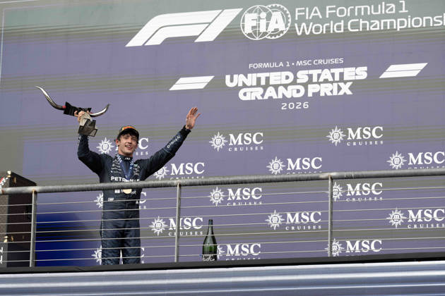 October 25, 2026: Kimi Antonelli (12) with Mercedes-AMG Petronas F1 Team, celebrates first place championship race win at the Formula 1 MSC Cruises United States Grand Prix, Circuit of the Americas. Austin, Texas. CSM Formula One 2026: Formula 1 MSC Cruises United States Grand Prix OCT 25  - ZUMAc04_ 20261025_faf_c04_032 Copyright: xMarioxCantux