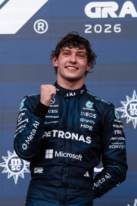 AUSTIN, UNITED STATES, OCT 25: Race winner Andrea Kimi Antonelli of Italy and Mercedes AMG Petronas F1 Team on the podium during the F1 Grand Prix of United States at Circuit of The Americas on October 25, 2026 in Austin, Texas (photo by Richard Callis SPP) Copyright: xRichardxCallis SportsxPressxPhotox Sportspressphoto_SPR268451