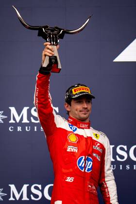 October 25, 2026, Austin, United States: Charles Leclerc (MCO) (Scuderia Ferrari HP) on the podium after the race of the Formula 1 United States Grand Prix 2026 at the Circuit of the Americas. Austin United States - ZUMAs197 20261025_aaa_s197_384 Copyright: xLucaxMartinix