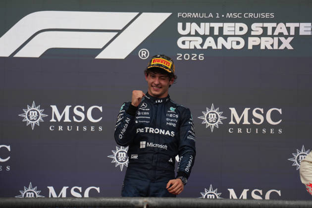 Formula 1 MSC Cruises United States Grand Prix 2026 Winner Italian driver Andrea Kimi Antonelli Mercedes-AMG Petronas Formula One Team on the podium after the formula 1 msc cruises united states grand prix 2026 at the Circuit of the Americas in Austtin, united states October 25 2026. Austin United States Copyright: xMatrixxImagesx xHasanxBraticx