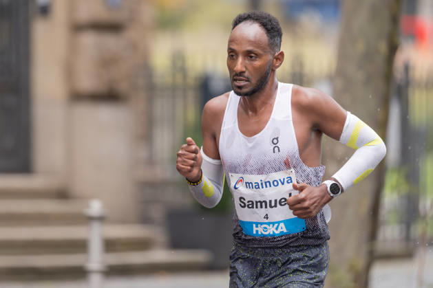 Mainova Frankfurt Marathon 2026: Samuel Fitwi Sibathu; Germany Finishes 7th at the Mainova Frankfurt Marathon on October 25, 2026, in Frankfurt am Main, Frankfurt am Main, Hesse, Germany; Festhalle; Race Course