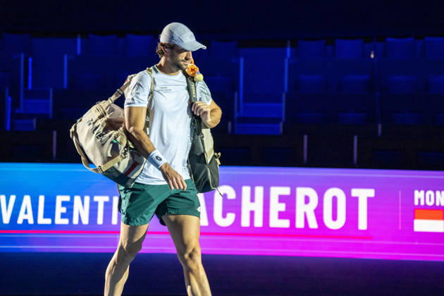 BASEL, SWITZERLAND, OCTOBER 26: Valentin Vacherot of Monaco in action during Day 3 of the Swiss Indoors Basel at St. Jakobshalle on October 26, 2026, in Basel, Switzerland Copyright: xJustPictures.ch PascalxvonxBürenx jp-en-EuSpIm-Pavo_Fotografie-732071