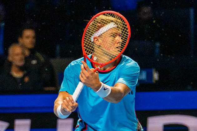 BASEL, SWITZERLAND, OCTOBER 26 Holger Rune of Denmark in action during Day 3 of the Swiss Indoors Basel at St. Jakobshalle on October 26, 2026, in Basel, Switzerland Copyright: xJustPictures.ch PascalxvonxBürenx jp-en-EuSpIm-Pavo_Fotografie-00187