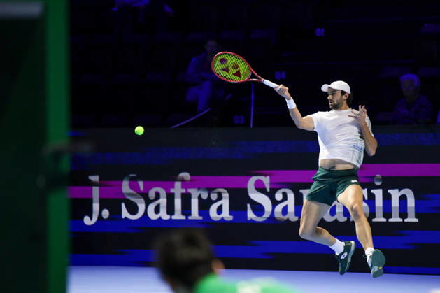 RECORD DATE NOT STATED 26th October 2026; St. Jakobshalle, Basel, Switzerland; ATP, Tennis Herren Tennis, Swiss Indoors Basel, Day 3; first round match; Valentin Vacherot of Monaco plays a forehand AnthonyxBenoit