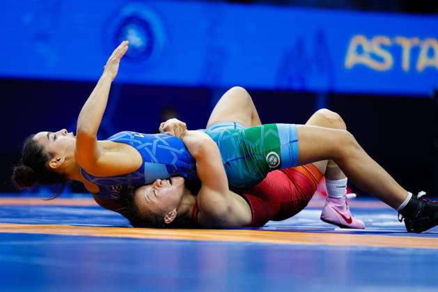 Senior World Championships, 50 kg Open Weight: Otgonjargal Dolgorjav (MGL) def. Hajar Kaneb (MAR) Copyright: xKostadinxAndonovx