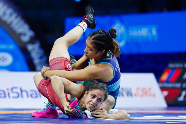 Senior World Championships, 50 kg Open Weight: Thalia Oliveira De Freitas (BRA) def. Ibtissem Doudou (ALG) Copyright: xKostadinxAndonovx