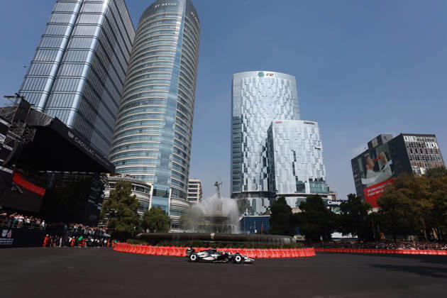 Mexico City Hosts Cadillac F1 Showrun with Driver Sergio Perez MEXICO CITY, MEXICO - OCTOBER 28: Formula 1 driver Sergio Perez of Mexico drives during a showrun on Paseo de la Reforma Avenue, in Mexico City, Mexico on October 28, 2026. The exhibition took place ahead of the Mexico City Grand Prix, where Perez will mark his 300th career Formula 1 race start. Daniel Cardenas Anadolu Mexico City Mexico. Editorial use only. Please get in touch for any other usage.  Copyright: x2026xAnadoluxDanielxCardenasx