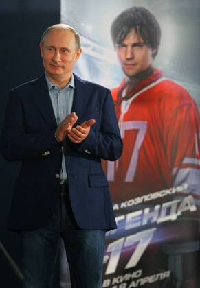 Russia s president Vladimir Putin attends a pre-premiere of Legend No. 17 film about Soviet ice hockey star Valery Kharlamov, at a cinema hall of the Primorsky sanatorium. RE11974A