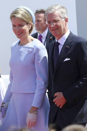 Queen Mathilde of Belgium and King Philippe of Belgium attend the ceremony for the 70th anniversary of the D-Day - landing of the allied troops on the beaches of Normandy. Colleville sur Mer on June 6, 2014 NO RIGHTS FOR BELGIUM, THE NETHERLANDS AND LUXEMBURG