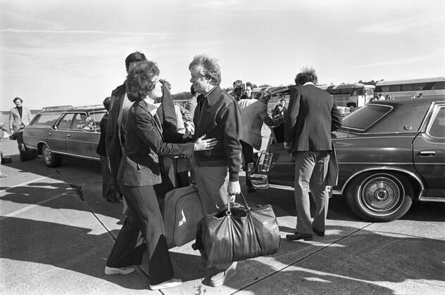 Nov. 1, 1976 - USA - Jimmy Carter on airport tarmac with staffer after winning the general election. USA - ZUMAkh1_