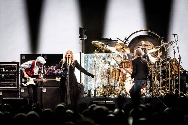 Oct. 18, 2014 - Toronto, Ontario, Canada - British-American rock band Fleetwood Mac performed sold out show at Air Canada Centre in Toronto. In picture: JOHN MCVIE, STEVIE NICKS and LINDSEY BUCKINGHAM - ZUMAv53