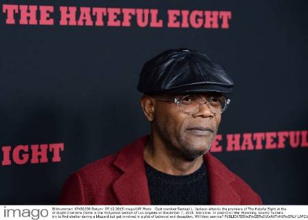 Cast member Samuel L. Jackson attends the premiere of The Hateful Eight at the ArcLight Cinerama Dome in the Hollywood section of Los Angeles on December 7, 2015. Storyline: In post-Civil War Wyoming, bounty hunters try to find shelter during a blizzard but get involved in a plot of betrayal and deception. Will they survive? LAP2105120710 JIMxRUYMEN