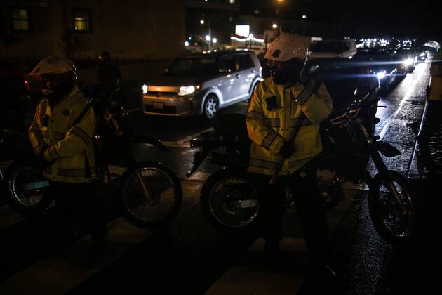 January 20, 2017 - San Francisco, California, U.S - San Francisco police officers block an off-ramp to the 101 Highway during a protest against United States President Donald Trump in San Francisco, California. San Francisco U.S. - ZUMAj106 20170120_zap_j106_012