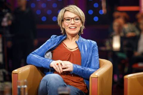 MDR Riverboat moderator Andrea Ballschuh on the occasion of the recording of the MDR talk show Riverboat on 23 02 2018 in the Studio 3 of the Mediacity Leipzig