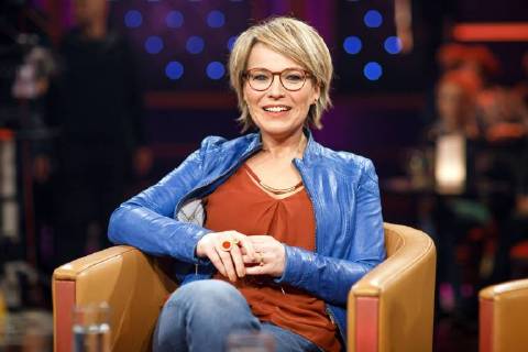 MDR Riverboat moderator Andrea Ballschuh on the occasion of the recording of the MDR talk show Riverboat on 23 02 2018 in the Studio 3 of the Mediacity Leipzig