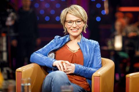 MDR Riverboat moderator Andrea Ballschuh on the occasion of the recording of the MDR talk show Riverboat on 23 02 2018 in the Studio 3 of the Mediacity Leipzig