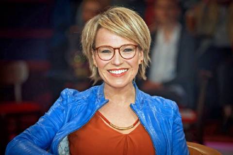 MDR Riverboat moderator Andrea Ballschuh on the occasion of the recording of the MDR talk show Riverboat on 23 02 2018 in the Studio 3 of the Mediacity Leipzig
