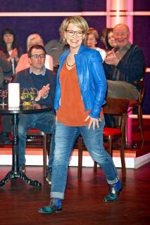 MDR Riverboat moderator Andrea Ballschuh on the occasion of the recording of the MDR talk show Riverboat on 23 02 2018 in the Studio 3 of the Mediacity Leipzig