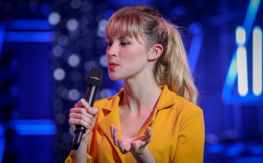 Belgian singer Angele pictured during the fourth edition of the D6bels Music Awards for artists of Federation Wallonie-Bruxelles, Friday 25 January 2019.  VIRGINIExLEFOUR 05516886