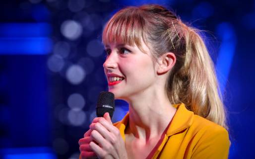 Belgian singer Angele pictured during the fourth edition of the D6bels Music Awards for artists of Federation Wallonie-Bruxelles, Friday 25 January 2019.  VIRGINIExLEFOUR 05516887