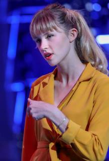 Belgian singer Angele pictured during the fourth edition of the D6bels Music Awards for artists of Federation Wallonie-Bruxelles, Friday 25 January 2019.  VIRGINIExLEFOUR 05516890