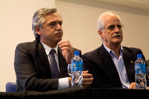 October 27, 2016 - Buenos Aires, Buenos Aires, Argentina - Alberto Fernandez pre-candidate for president of Argentina with Jorge Taiana in the tribute for the death of Nestor Kirchner on October 27, 2016. Buenos Aires Argentina  - ZUMAn230 20161027_zaa_n230_301 Copyright: xCarolxSmiljanx