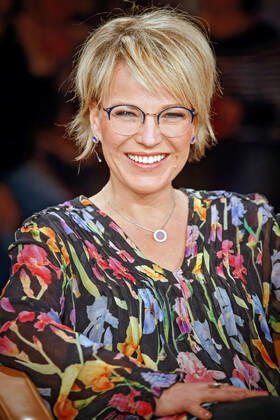 MDR Riverboat presenter Andrea Ballschuh on the occasion of the recording of the MDR talk show Riverboat on 06 12 2019 in Studio 3 of Mediacity Leipzig 20191206SFL0045