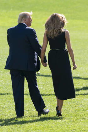 22 October 2020- Washington DC- U.S. President Donald J. Trump and First lady Melania Trump depart the White House, headed for Nashville, TN where he will participate in a debate with democratic presidential candidate Vice President Joe Biden. Photo Copyright: xChrisxKleponisx xPoolxviaxCNPx MediaPunchx