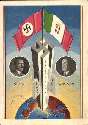 State Meeting Hitler Mussolini in Rome 1938, Axis Powers, Pace Civililta Lavoro Anno XVI