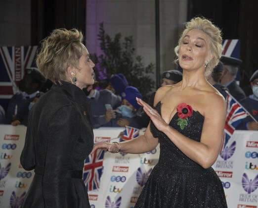 October 30, 2021, London, United Kingdom: Sharon Stone and Hannah Waddingham attend the Pride of Britain awards in partnership with TSB at the Grosvenor House Hotel, Park Street in London. London United Kingdom - ZUMAs197 20211030_zaa_s197_527 Copyright: xGaryxMitchellx