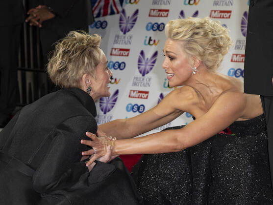 October 30, 2021, London, United Kingdom: Sharon Stone and Hannah Waddingham attend the Pride of Britain awards in partnership with TSB at the Grosvenor House Hotel, Park Street in London. London United Kingdom - ZUMAs197 20211030_zaa_s197_518 Copyright: xGaryxMitchellx
