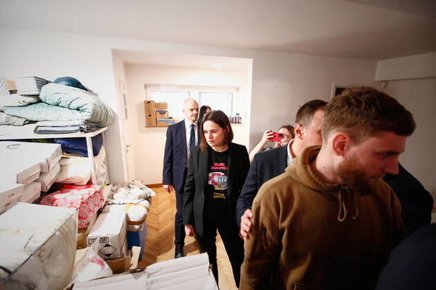 Belarusian Opposition Leader Sviatlana Tsikhanouskaya Visit To Warsaw Visit by Belarusian opposition leader Sviatlana Tsikhanouskaya to the Belarusian House in Warsaw, Poland on 24 March, 2022. Warsaw Poland  Copyright: xSTRx originalFilename: arriens-visitbyb220324_npYUo