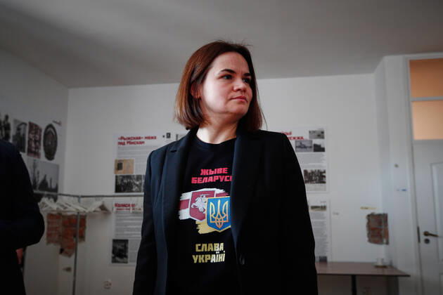 Belarusian Opposition Leader Sviatlana Tsikhanouskaya Visit To Warsaw Visit by Belarusian opposition leader Sviatlana Tsikhanouskaya to the Belarusian House in Warsaw, Poland on 24 March, 2022. Warsaw Poland  Copyright: xSTRx originalFilename: arriens-visitbyb220324_npV10