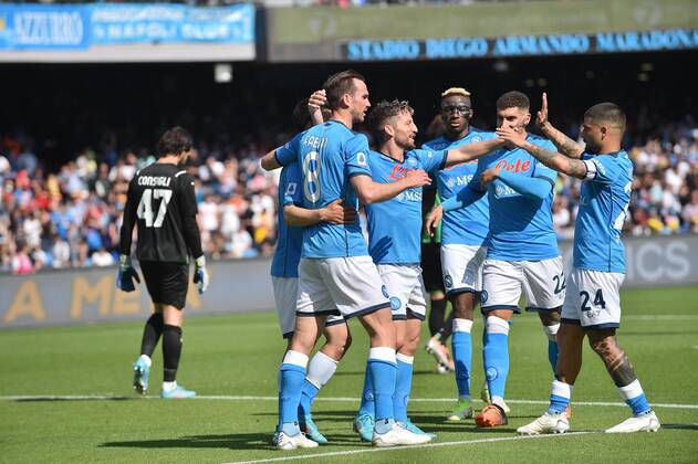 Photo IPP Felice De Martino Napoli 30 04 2022 Calcio Campionato italiano serie A 2021 2022 Napoli Sassuolo In the picture Dries Mertens after the goal Italy Photo Press World Copyright  0