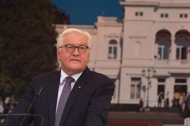Frank-Walter Steinmeierï¼apresident Of Germany, Visits The Opening Of Villa Hammerschmidt In Bonn Frank-Walter Steinmeierï¼apresident of Germany is seen speaking on the stage during the opening day of Villa Hammerschmidt in Bonn, Germany on June18ï¼a2022 Bonn Germany  Copyright: xYingxTangx originalFilename: tang-notitle220618_npjuT