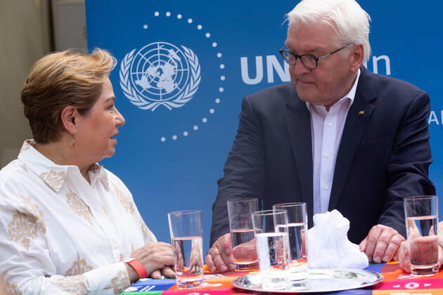Frank-Walter Steinmeierï¼apresident Of Germany, Visits The Opening Of Villa Hammerschmidt In Bonn Frank-Walter Steinmeierï¼apresident of Germany is seen talking to UN climate change executive secretary Patricia Espinosa at UN climate changeinformation booth during the opening day of Villa Hammerschmidt in Bonn, Germany on June18ï¼a2022 Bonn Germany  Copyright: xYingxTangx originalFilename: tang-notitle220618_npzBa