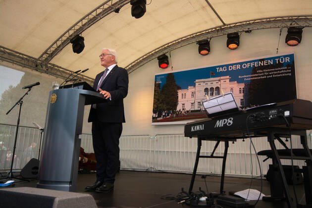 Frank-Walter Steinmeierï¼apresident Of Germany, Visits The Opening Of Villa Hammerschmidt In Bonn Frank-Walter Steinmeierï¼apresident of Germany is seen speaking on the stage during the opening day of Villa Hammerschmidt in Bonn, Germany on June18ï¼a2022 Bonn Germany  Copyright: xYingxTangx originalFilename: tang-notitle220618_npw2i