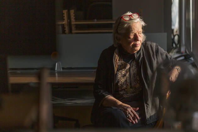 December 1, 2017, San Francisco, California, USA: Sandy Close, at the New American Media office, now closed, Friday Dec. 1, 2017 in San Francisco, CA. ..â€oeFor more than 45 years, Sandy Close brought the unlikeliest of voices into journalism, mentoring and publishing refugees from Vietnam and Afghanistan, incarcerated youth offenders, and young men who hustled drugs on the streets but knew their communities intimately. Now after more than 45 years, Pacific News Service and New American Media, the organizations she ran, are closing up shop, ending a media institution whose influence will continue to be felt through the scores of talented alumni working in journalism today. San Francisco USA - ZUMAk74_ 20171201_znp_k74_016 Copyright: xEricxKaynex