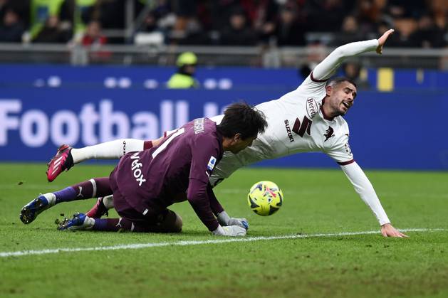 Photo IPP Paolo Bona Milan 10 02 2023 Serie A Football Championship season 2022 2023 Milan Turin In the photo Ciprian Tatarusanu and Antonio Sanabria Italy Photo Press Worldwide Copyright 0
