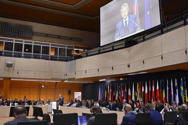 Czech Senate President Milos Vystrcil delivers a speech, as he attended two-day conference of heads of EU countries parliaments in Prague, Czech Republic, April 25, 2023. (CTKxPhoto OndrejxDeml) CTKPhotoP2023042503163  CTKPhotoP2023042503163