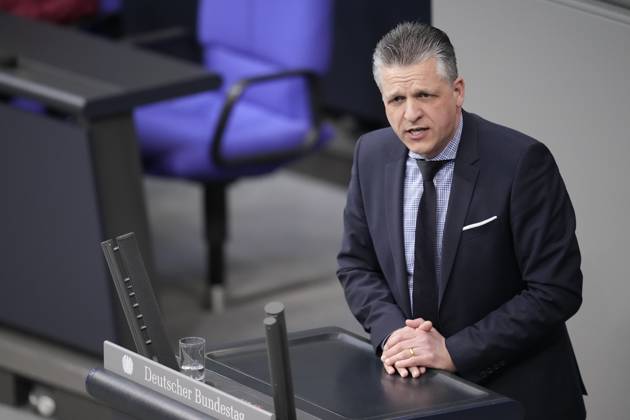 German Bundestag, 145th plenary session Thorsten Frei CDU very energetic with powerful gesture in portrait during his speech on the supplementary budget 2023 at the 145th session of the German Bundestag in Berlin, 15 12 2023 Berlin Berlin Germany