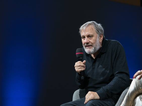 FRANKFURT AM MAIN, Germany - October 18 2023: Slavoj Å½iÅ¾ek auf der 75. Frankfurter Buchmesse FRANKFURT AM MAIN, Germany - October 18 2023: Slavoj Å½iÅ¾ek (*1949, ) auf der Bühne auf der 75. Frankfurter Buchmesse Copyright: xZoonar.com MarkusxWissmannx 20943825