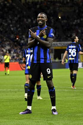 Photo IPP Paolo Bona Milan 14 04 2024 Serie A Football Championship season 2023 2024 match Inter Cagliari In the photo Marcus Thuram exults after the goal of 1 0 Italy Photo Press Worldwide Copyright