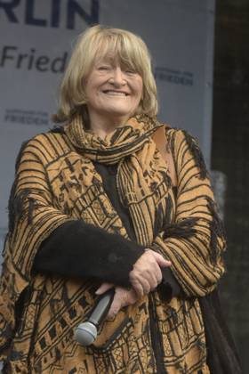 Alice Sophie Schwarzer born on December 3, 1942 in Wuppertal speaks at the Uprising for Peace rally at the Brandenburg Gate The demand is not to supply weapons to Ukraine and to end the war with Russia through negotiations
